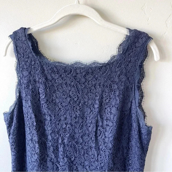 Adrianna Papell Sleeveless Lace Dress Zip Back Navy Size 12 - Picture 5 of 9
